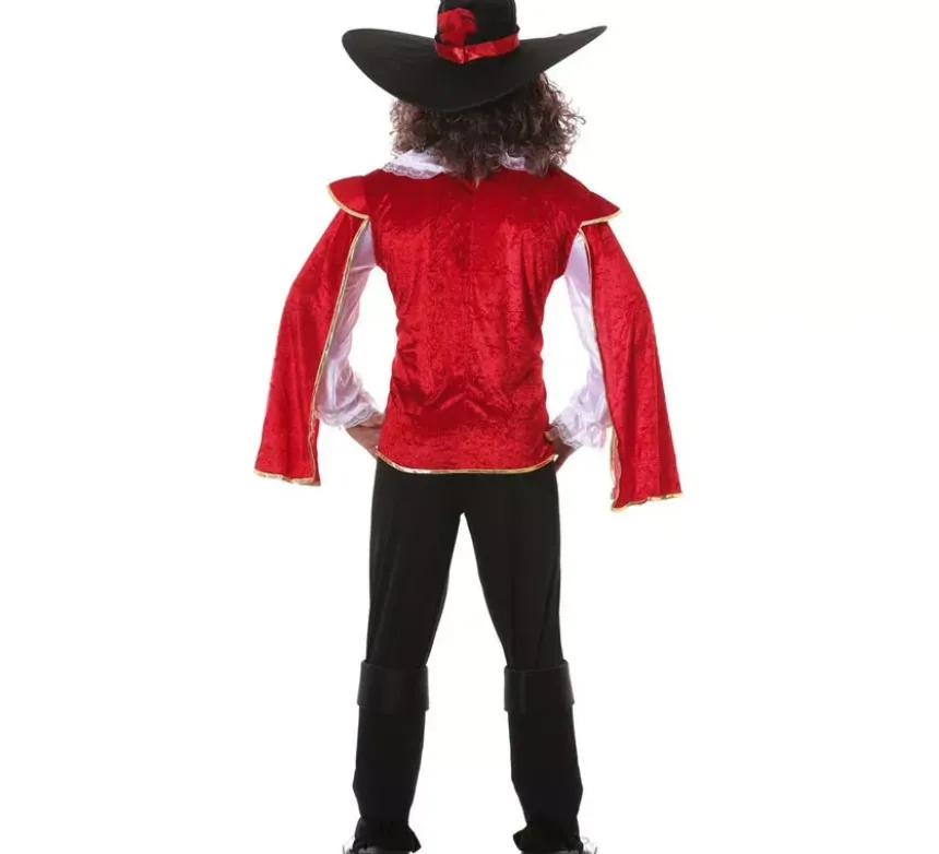 Costume da moschettiere rosso per uomo