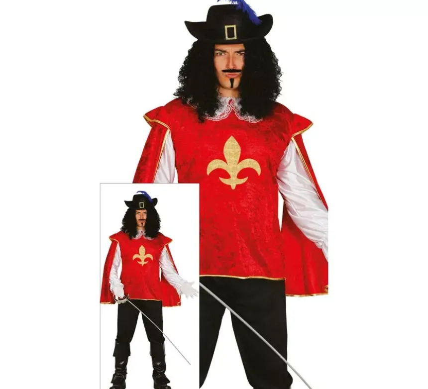 Costume da moschettiere rosso per uomo