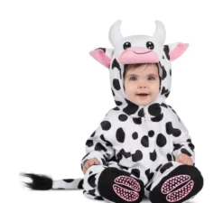 Costume da mucca con cappuccio e coda per bimba e bambina