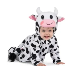 Costume da mucca con cappuccio e coda per bimba e bambina