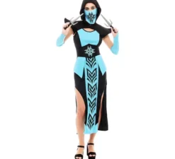Costume da Ninja Kombat blu e nero da donna
