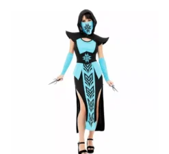 Costume da Ninja Kombat blu e nero da donna