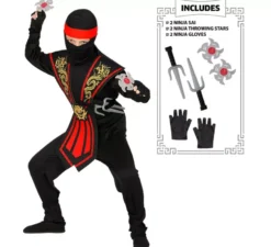 Costume da Ninja Kombat con armi rosso per bambino