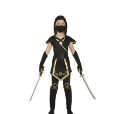 Costume da Ninja nero e oro per una Bambina
