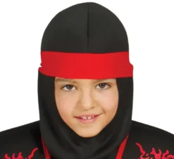 Costume da ninja nero e rosso ombra per bambini