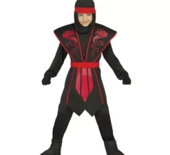 Costume da ninja nero e rosso ombra per bambini