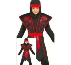 Costume da ninja nero e rosso ombra per bambini