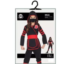 Costume da ninja nero e rosso per bambina