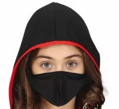 Costume da ninja nero e rosso per bambina