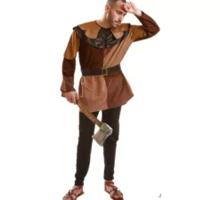 Costume da oste medievale marrone per uomo