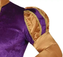 Costume da paggio viola e arancione con cappello per uomo