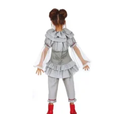 Costume da Pagliaccia del terrore grigio per bambina
