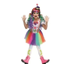 Costume da pagliaccio arcobaleno per bambina