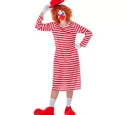 Costume da Pagliaccio a righe con cappello per donna