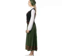 Costume da pastorella verde con sciarpa per donna