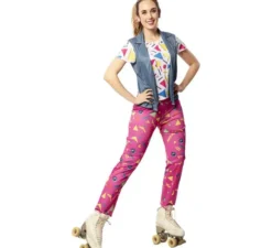 Costume da pattinatrice anni '90 con gilet per donna