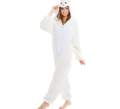 Costume da pecora bianca con cappuccio da donna