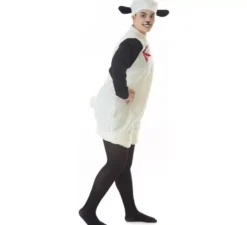 Costume da pecora bianca con cappuccio per adulto