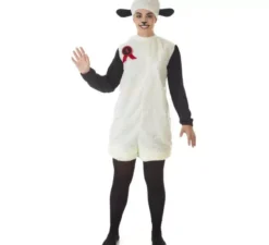 Costume da pecora bianca con cappuccio per adulto