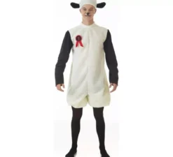 Costume da pecora bianca con cappuccio per adulto