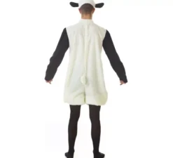 Costume da pecora bianca con cappuccio per adulto