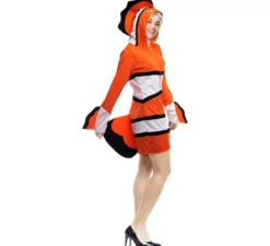 Costume da pesce arancione e bianco per donna