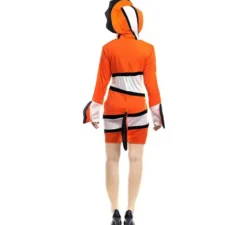 Costume da pesce arancione e bianco per donna