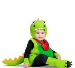 Costume da piccolo dinosauro verde per neonati e bambini