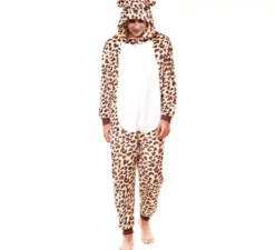 Costume da pigiama leopardato marrone da uomo