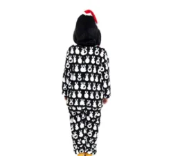 Costume da pinguino natalizio stampato o pigiama con cappuccio per bambini