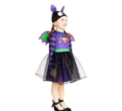 Costume da Pipistrello viola con cappello e ali per neonato e bambina