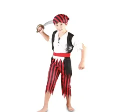 Costume da pirata a righe rosse e nere per un ragazzo