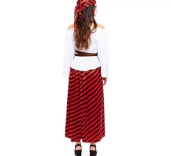 Costume da pirata a righe rosse per donna