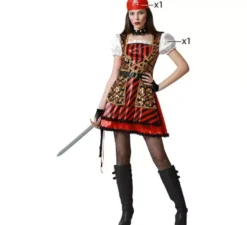Costume da pirata con dettagli dorati per donna