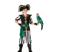 Costume da pirata pappagallo nero e verde per bambino