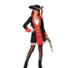 costume da pirata per le ragazze rosso e nero
