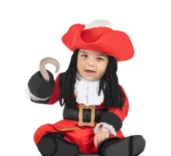 Costume da pirata Red Hook con cappello e parrucca per bambino e bambina