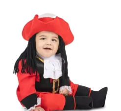 Costume da pirata Red Hook con cappello e parrucca per bambino e bambina