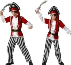 Costume da pirata rosso con cappello per bambino