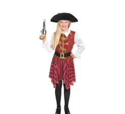 Costume da Pirata rosso e dorata per bambina