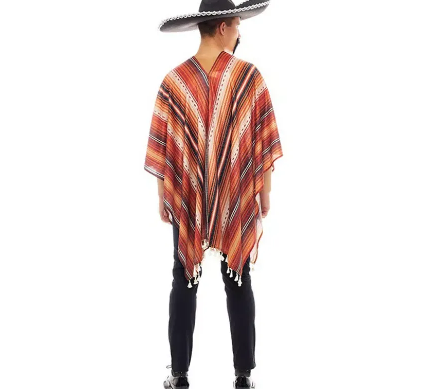 Costume da pistolero messicano con poncho per uomo