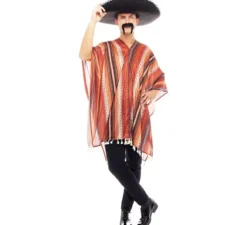 Costume da pistolero messicano con poncho per uomo