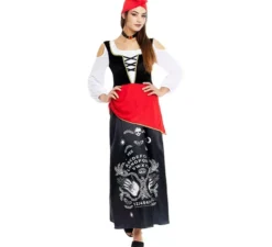 Costume da pitonessa con turbante rosso per donna
