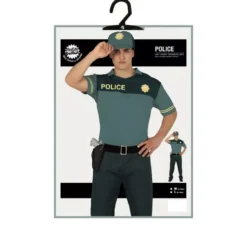Costume da polizia verde per uomo