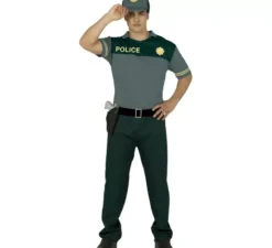 Costume da polizia verde per uomo
