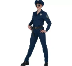 Costume da poliziotta blu con cintura per donna