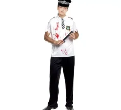 Costume da poliziotto bianco da zombie per uomo