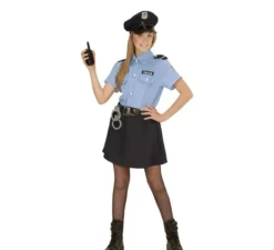 Costume da poliziotto blu con cappello per ragazze e adolescenti