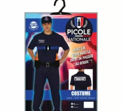Costume da poliziotto francese con portabevande per uomo
