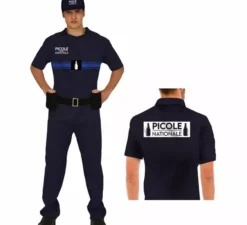 Costume da poliziotto francese con portabevande per uomo